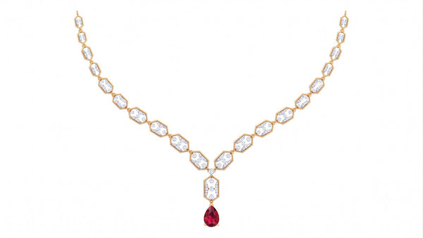 Gold & Diamond Gemstone Necklace Set KRC60086N