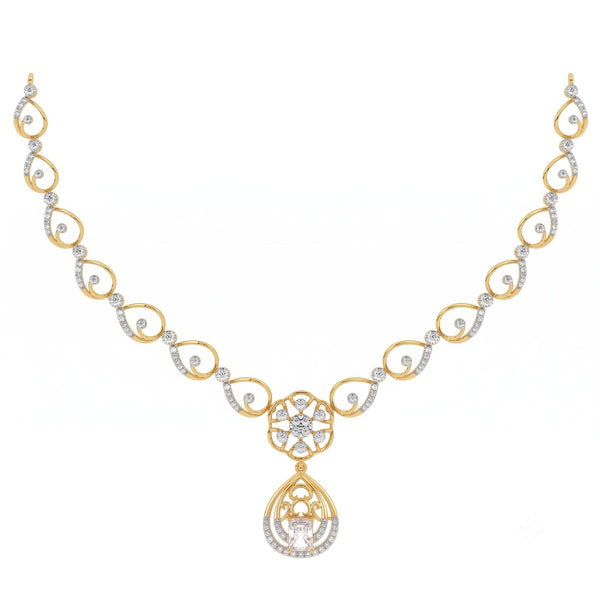 14K गोल्ड और डायमंड डेलीवियर नेकलेस सेट KRH44047N