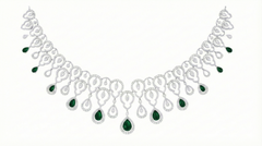 14K Gold & Diamond Gemstone Necklace Set KRI44029NR