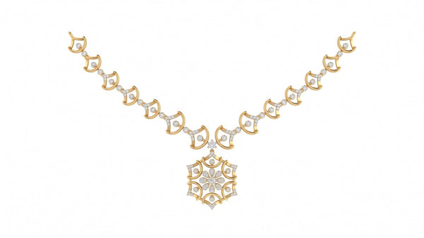 Gold & Diamond Floral Necklace Set | KRC60056N | Kesav Diamond