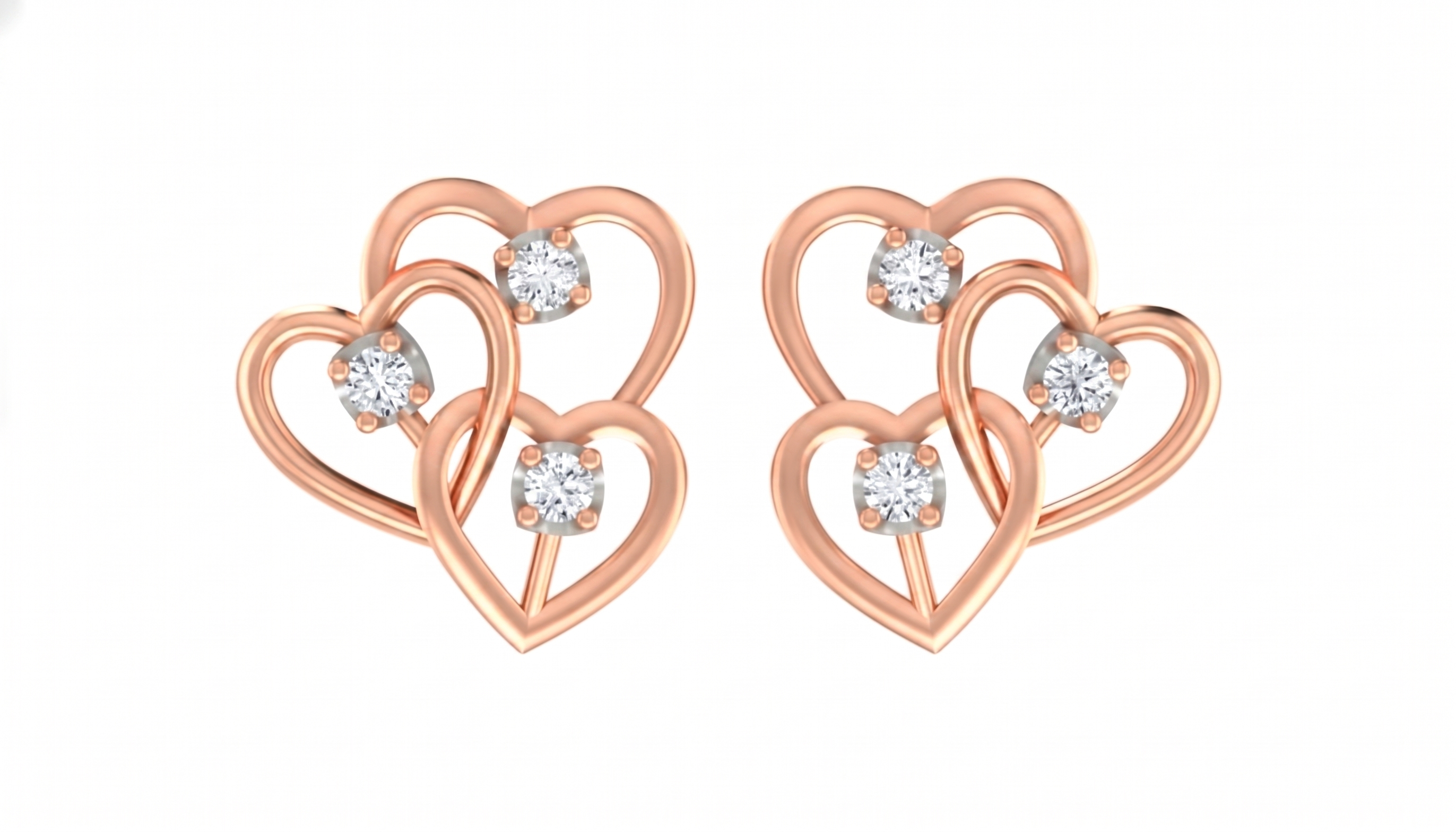 Heart Rose Gold Diamond Earring | under 40k 