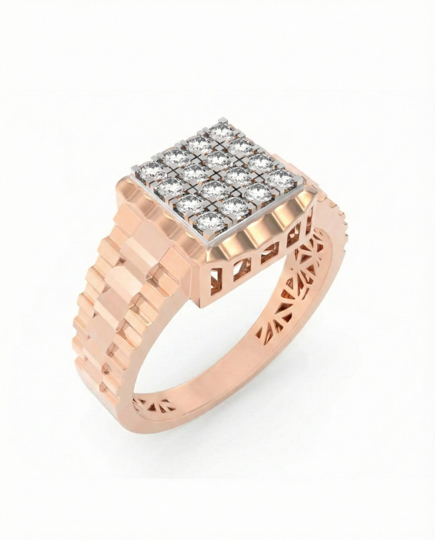Gold & Diamond Square Ring For Men KRC20241