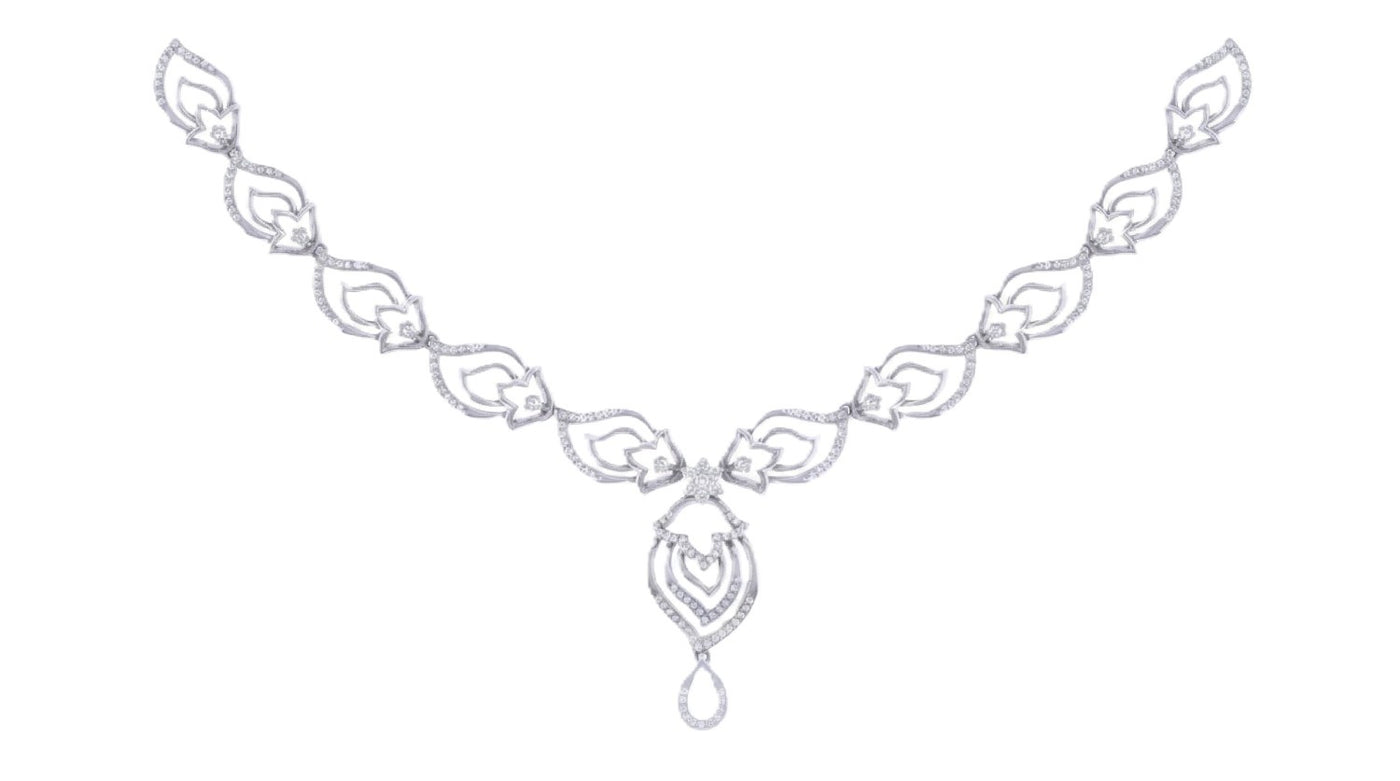 Delineated necklace on a white background
