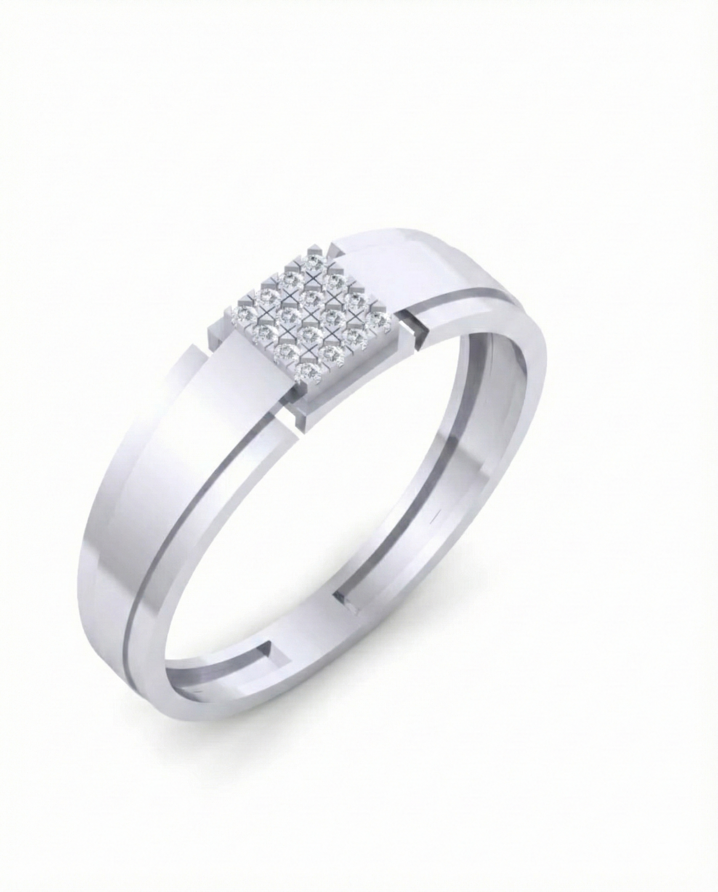 Gold & Diamond Square Band Ring For Men KRC20068