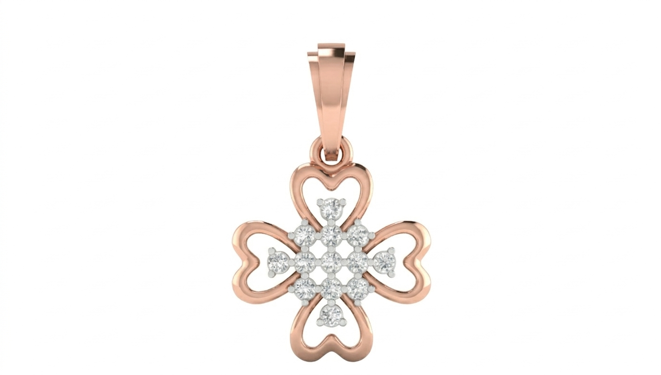 Gold & Diamond Floral Pendent Set KRC40608