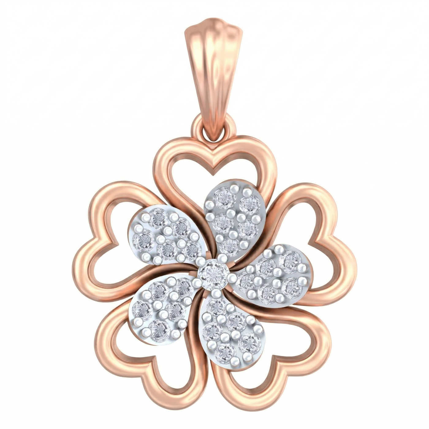 Gold & Diamond Floral Pendant Set KRC40680