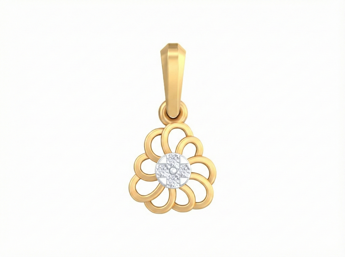 18K Gold & Diamond Floral Pendant Set KSK115