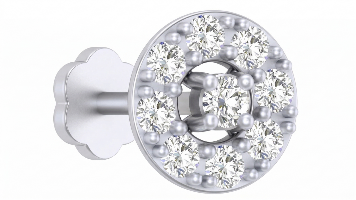 Gold & Diamond Round Nose Pin KRC80202