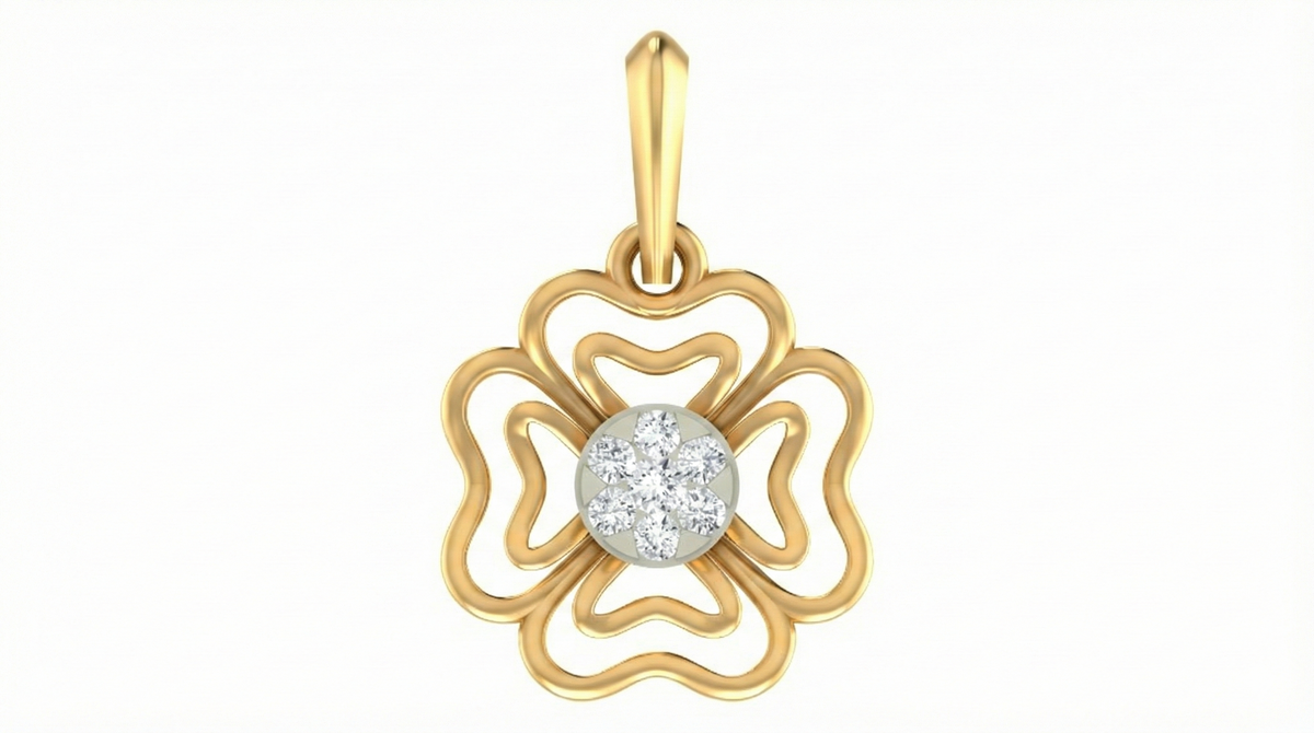 18K Gold & Diamond Floral Pendant Set KRA40133P