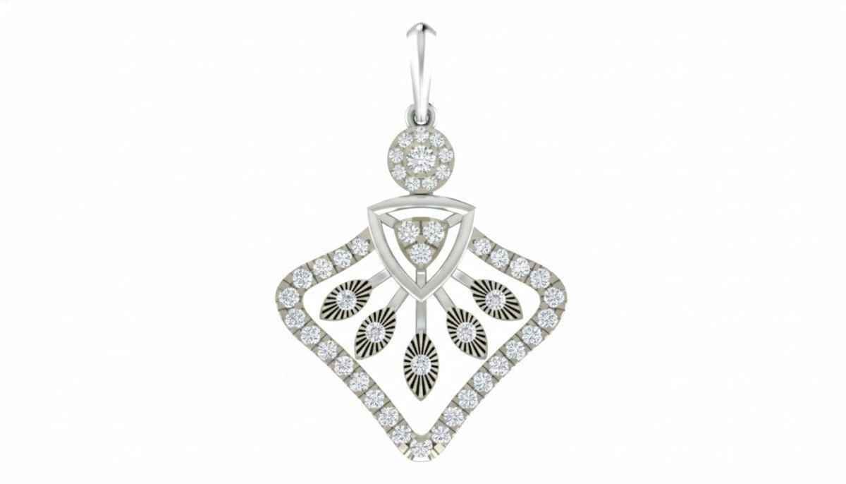 White gold and diamond pendant on white background
