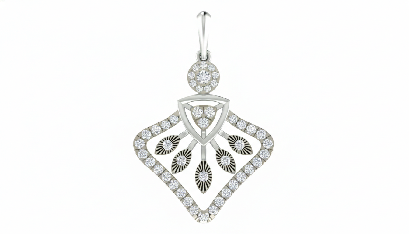 Contemporary Gold & Diamond Floral Pendant Set KRC40753
