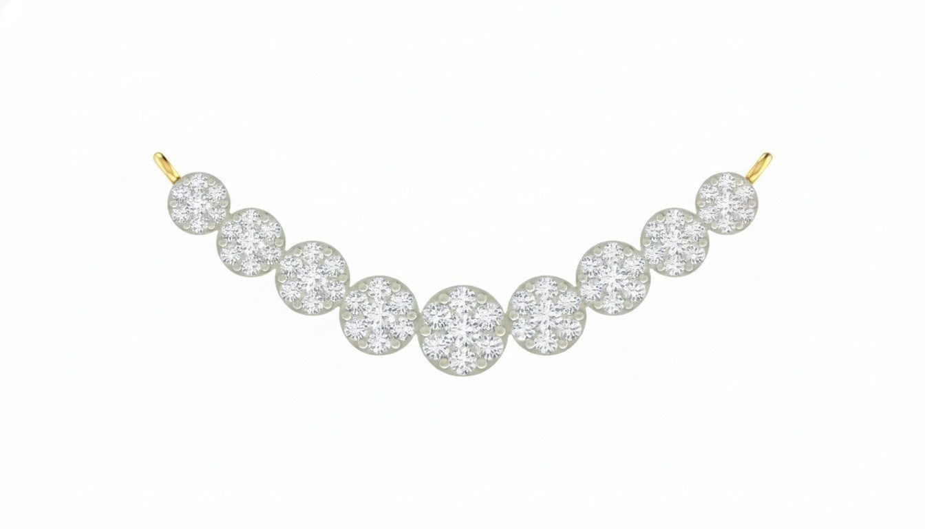 Yellow gold mangalsutra with round beads on a white background