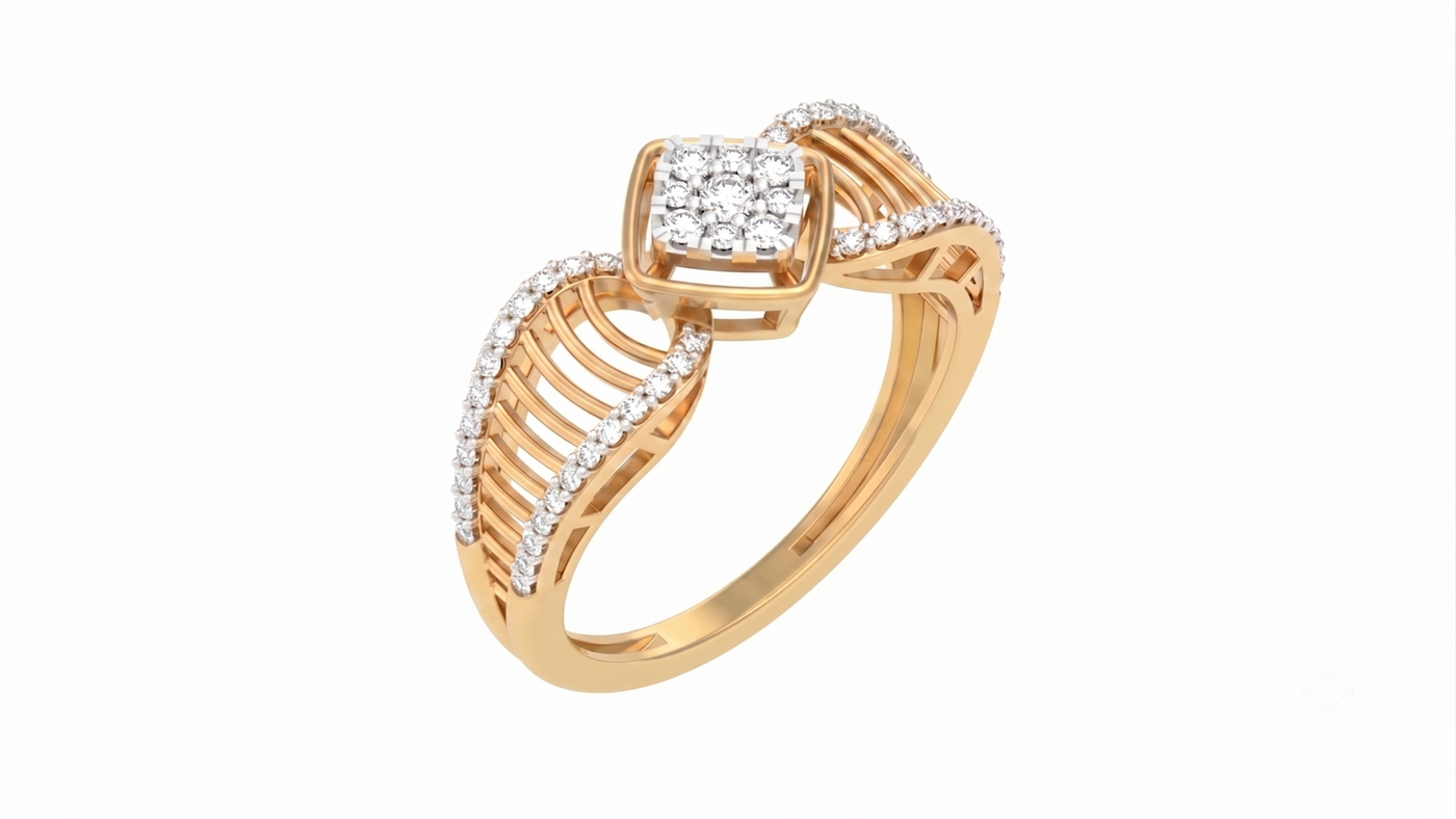 Gold & Diamond Cocktail Ring For Women KRC10875