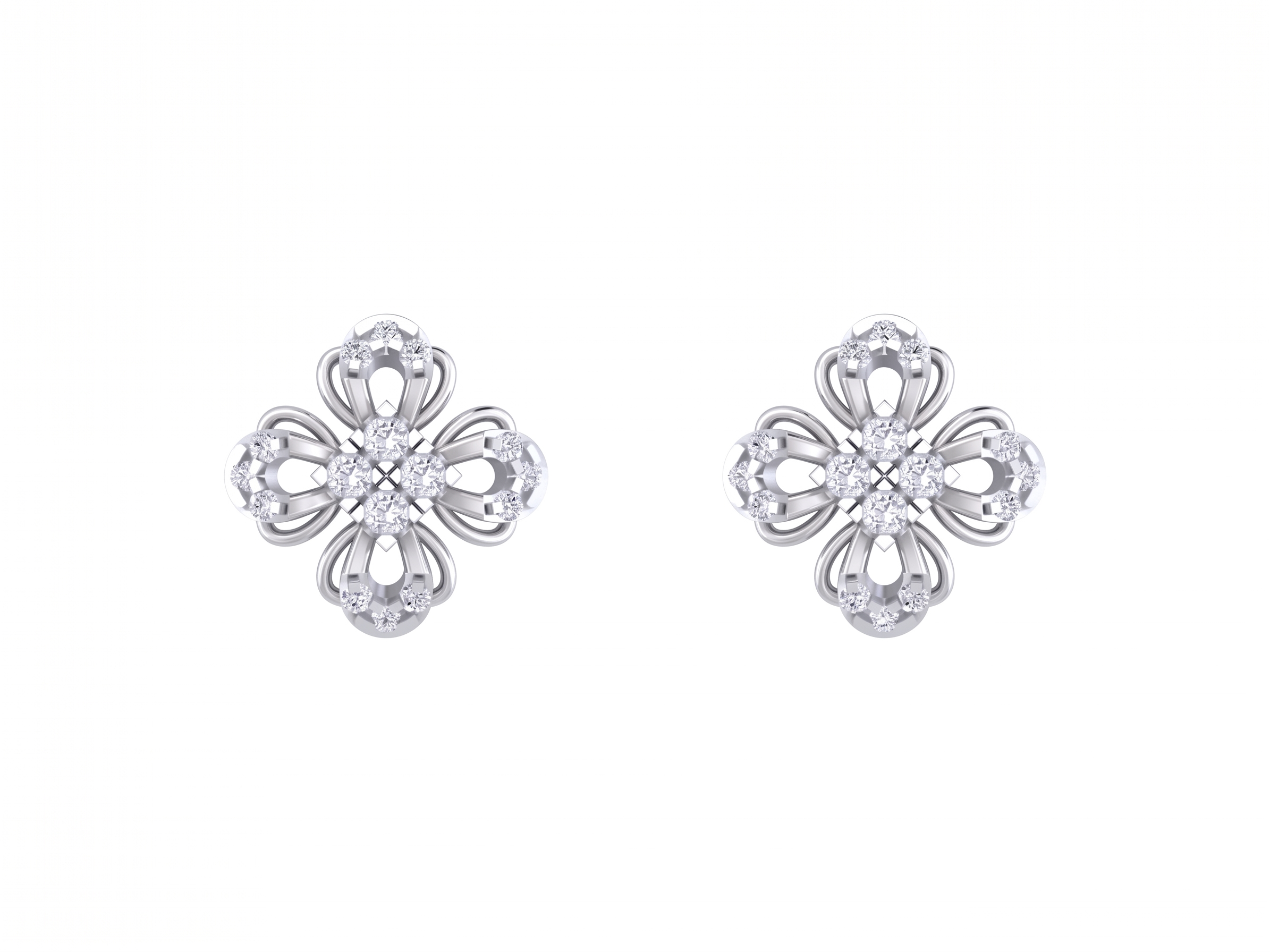 Floral White Gold Diamond Earring | under 40k 