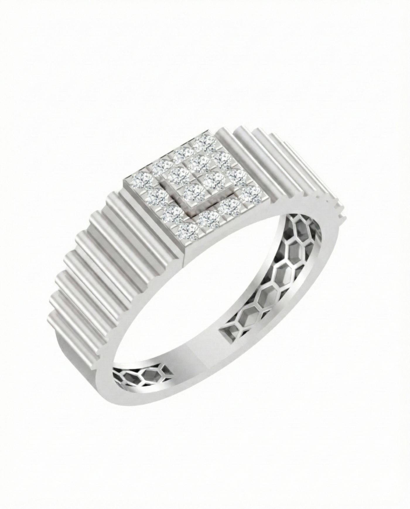 Gold & Diamond Square Ring For Men KRC20186