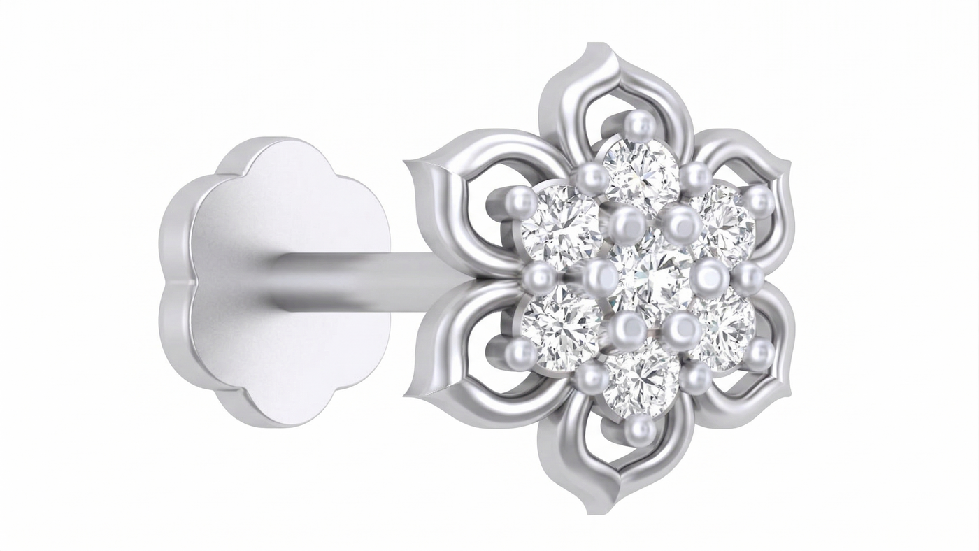 Gold & Diamond Stud Nose Pin KRC80152