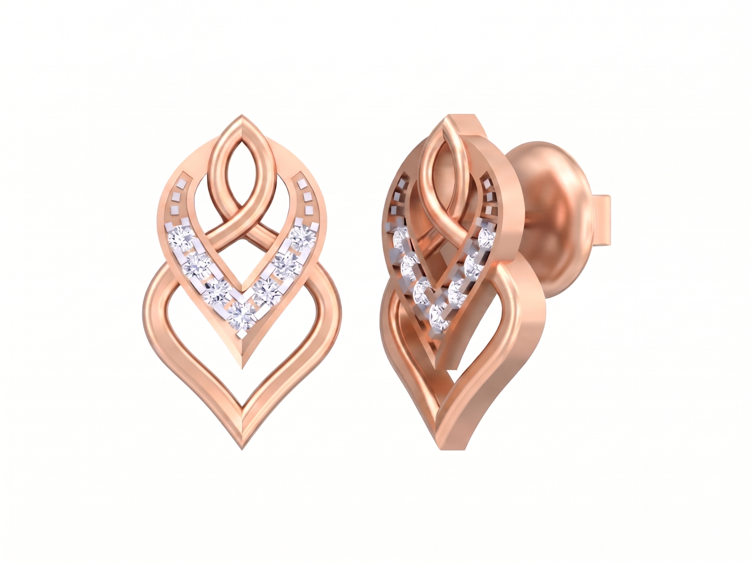 Rose Gold Diamond Earring | under 40k 