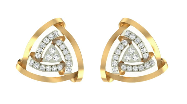 Gold & Diamond Triangle Women Stud Earring KRC40726E
