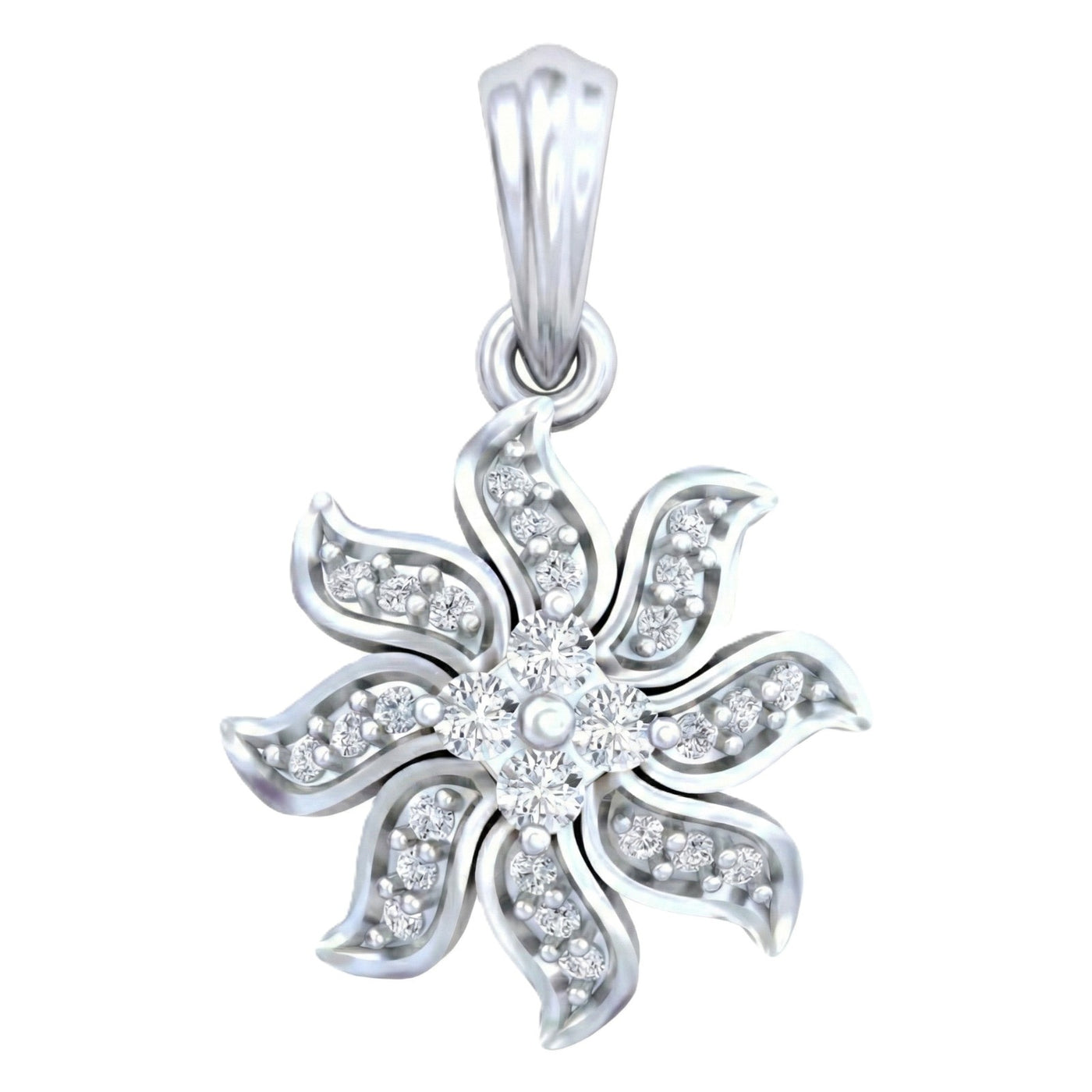 flower-shaped pendant with gold and diamond on a white background