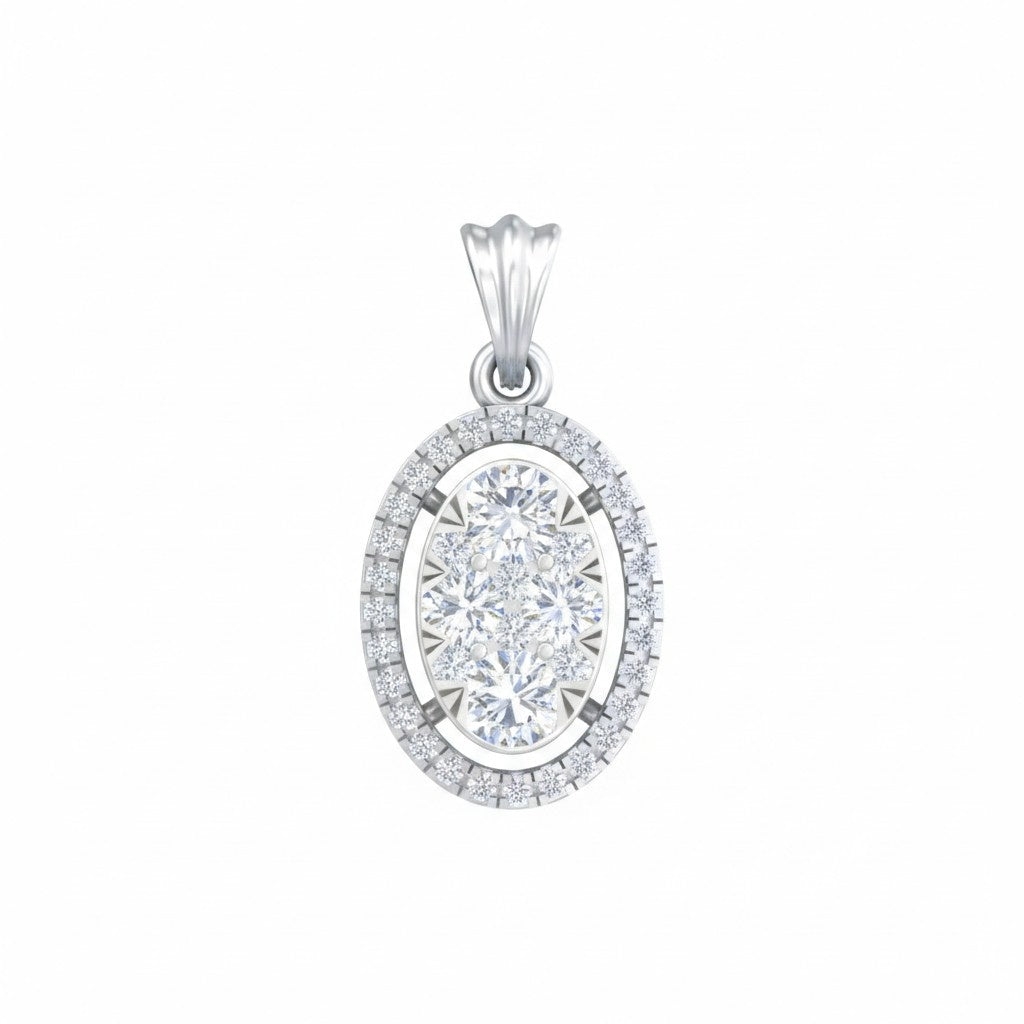 White gold and diamond partywear pendant on white background