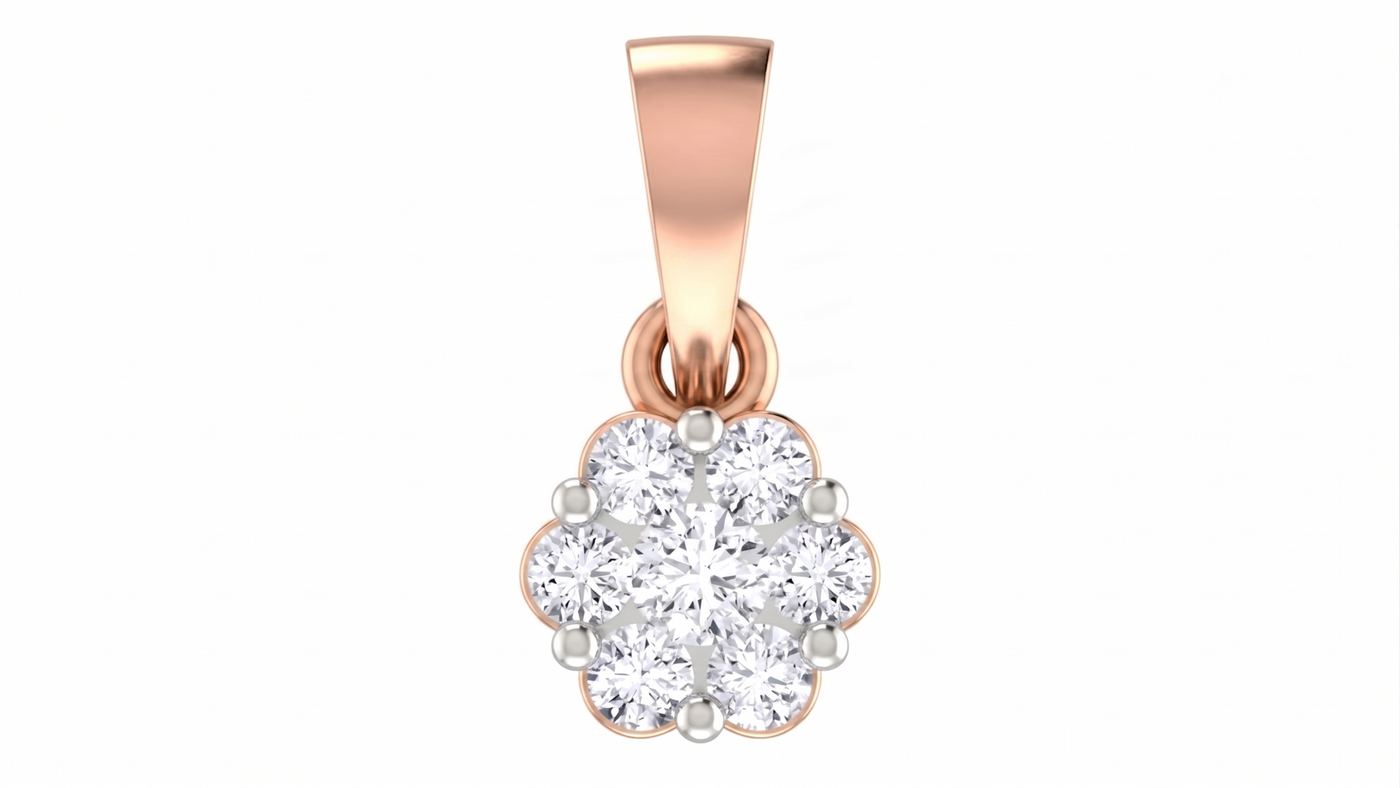 Gold & Diamond Floral Pendant Set KRC40705