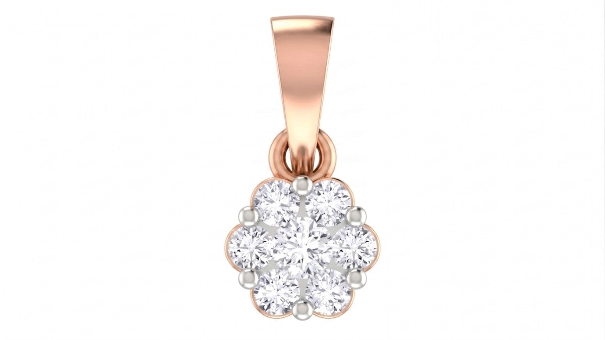 Rose Gold & Diamond Floral Pendant Set on white background