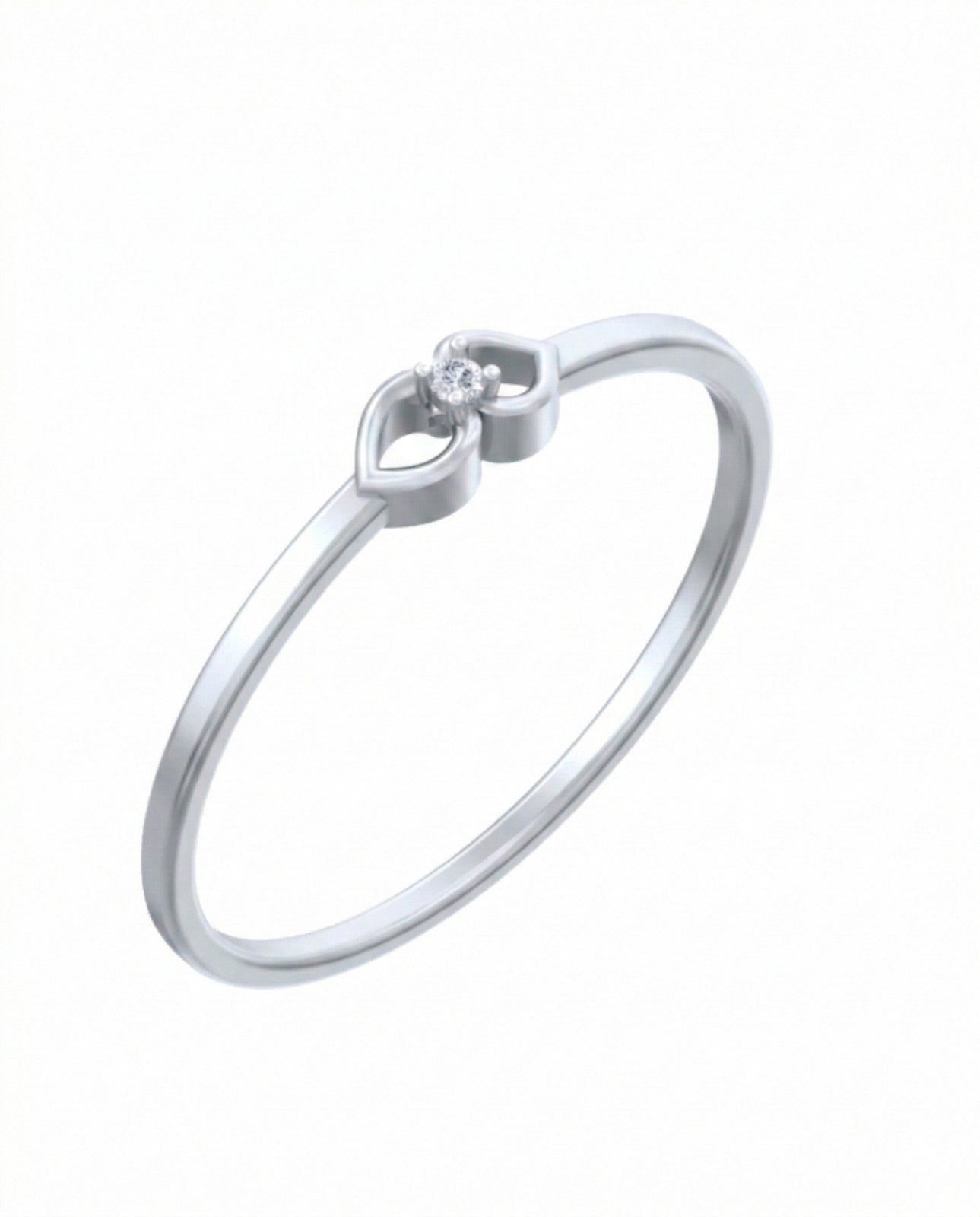 White gold ring with a diamond on a white background
