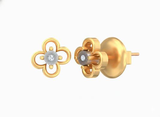 18K Gold & Diamond Women Stud Earring KSK057