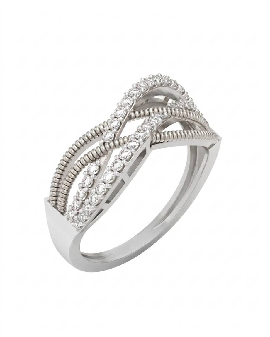 Gold & Diamond Band Ring For Women KRC10845