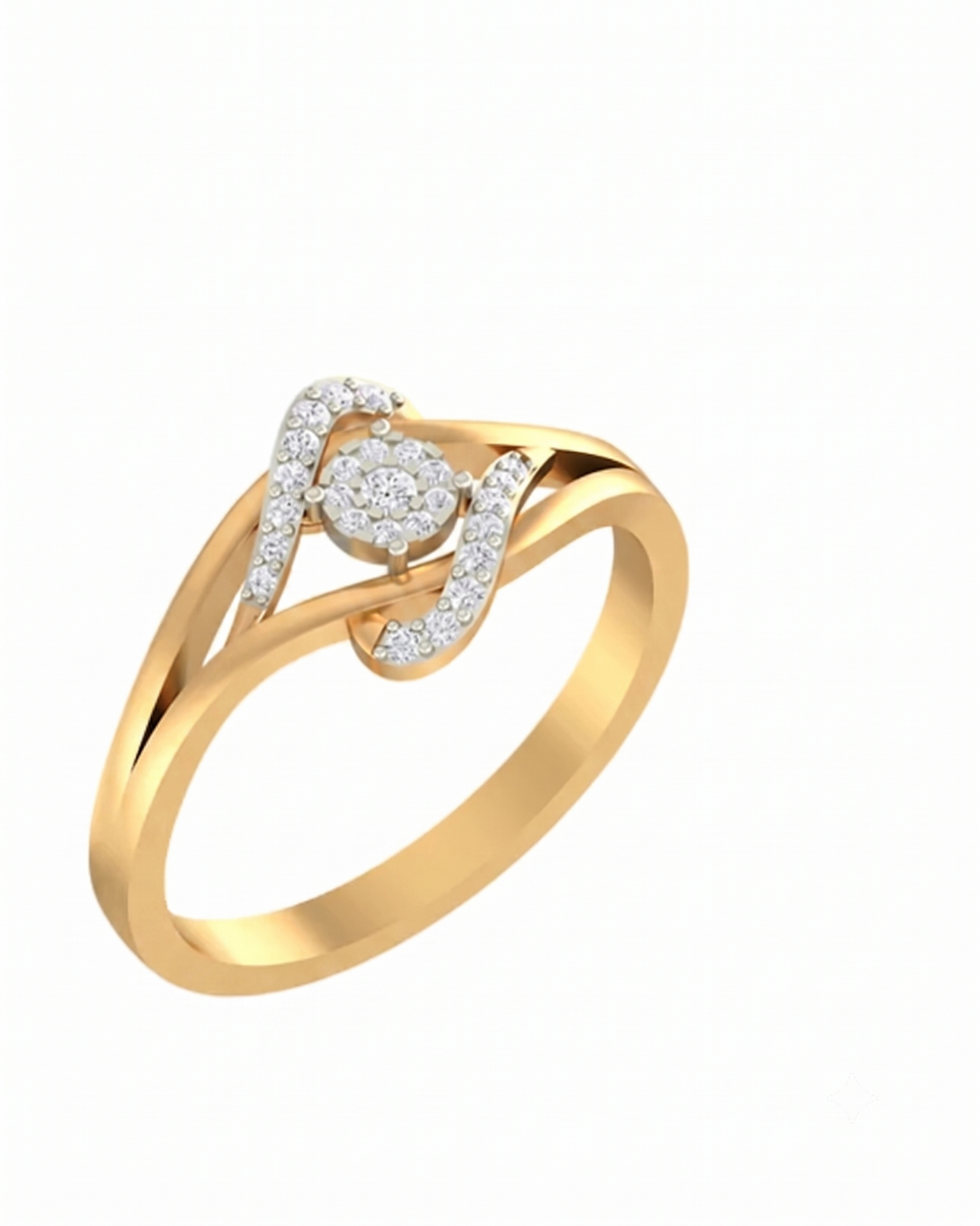 Gold & Diamond Cluster Ring For Women KRB10116
