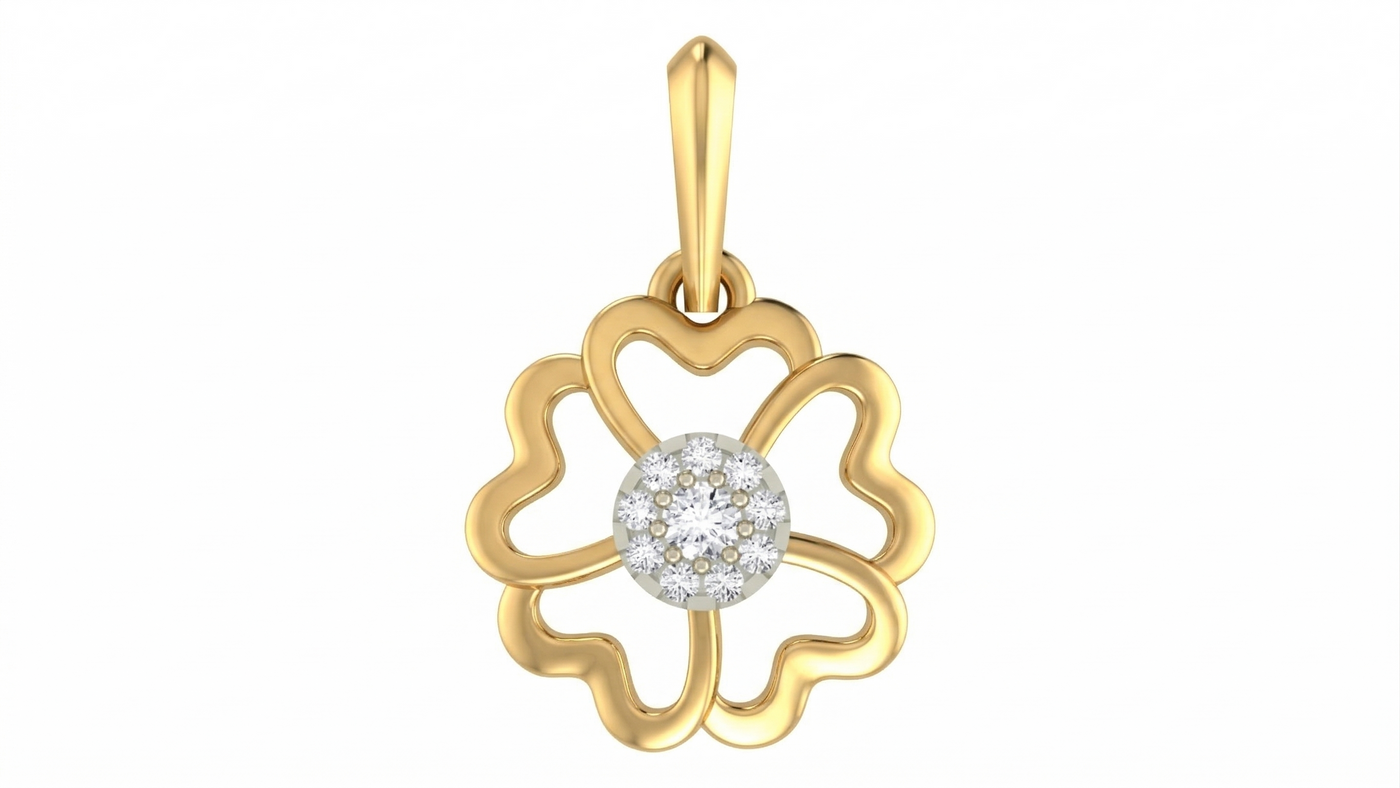 Gold & Diamond Floral Pendant Set KRC40575