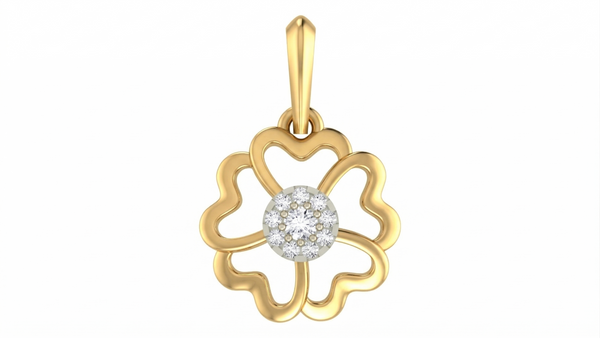 Gold & Diamond Floral Pendant Set KRC40575