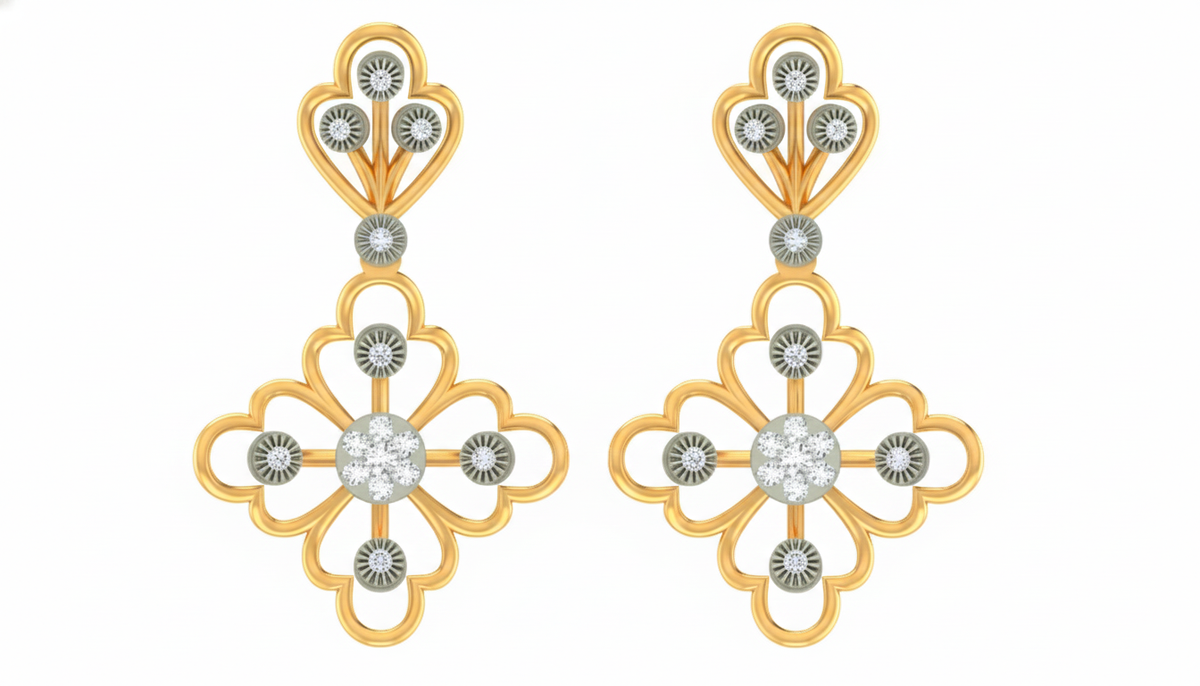 14K Gold & Diamond Women Dangler Earring KRB44105E-A