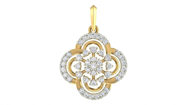Gold & Diamond Floral Pendant Set KRC40752