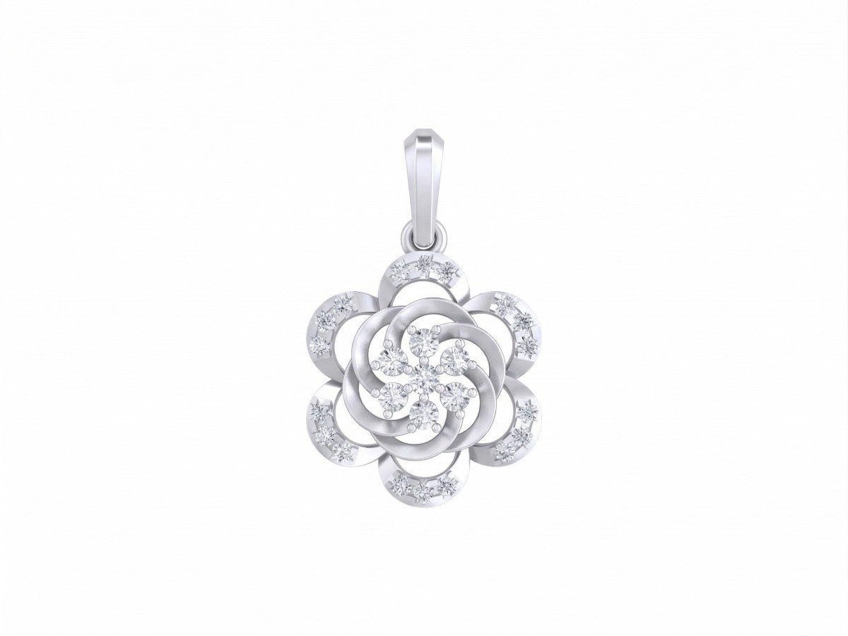 White gold and diamond Pendant on white background