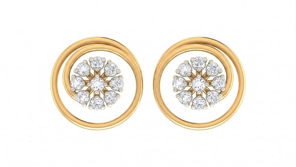 Gold & Diamond Round-Shaped Women Stud Earring KRC40067E