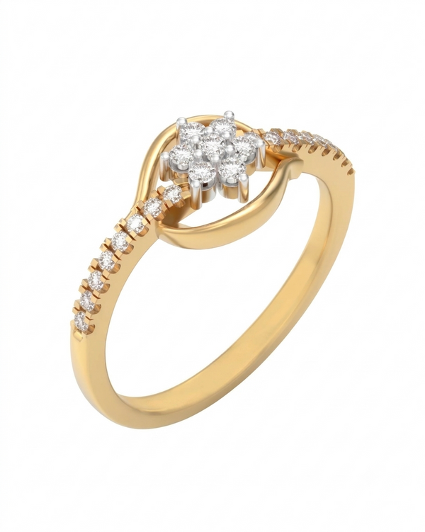 महिलाओं के लिए 18K गोल्ड और डायमंड बैंड रिंग KRC10455
