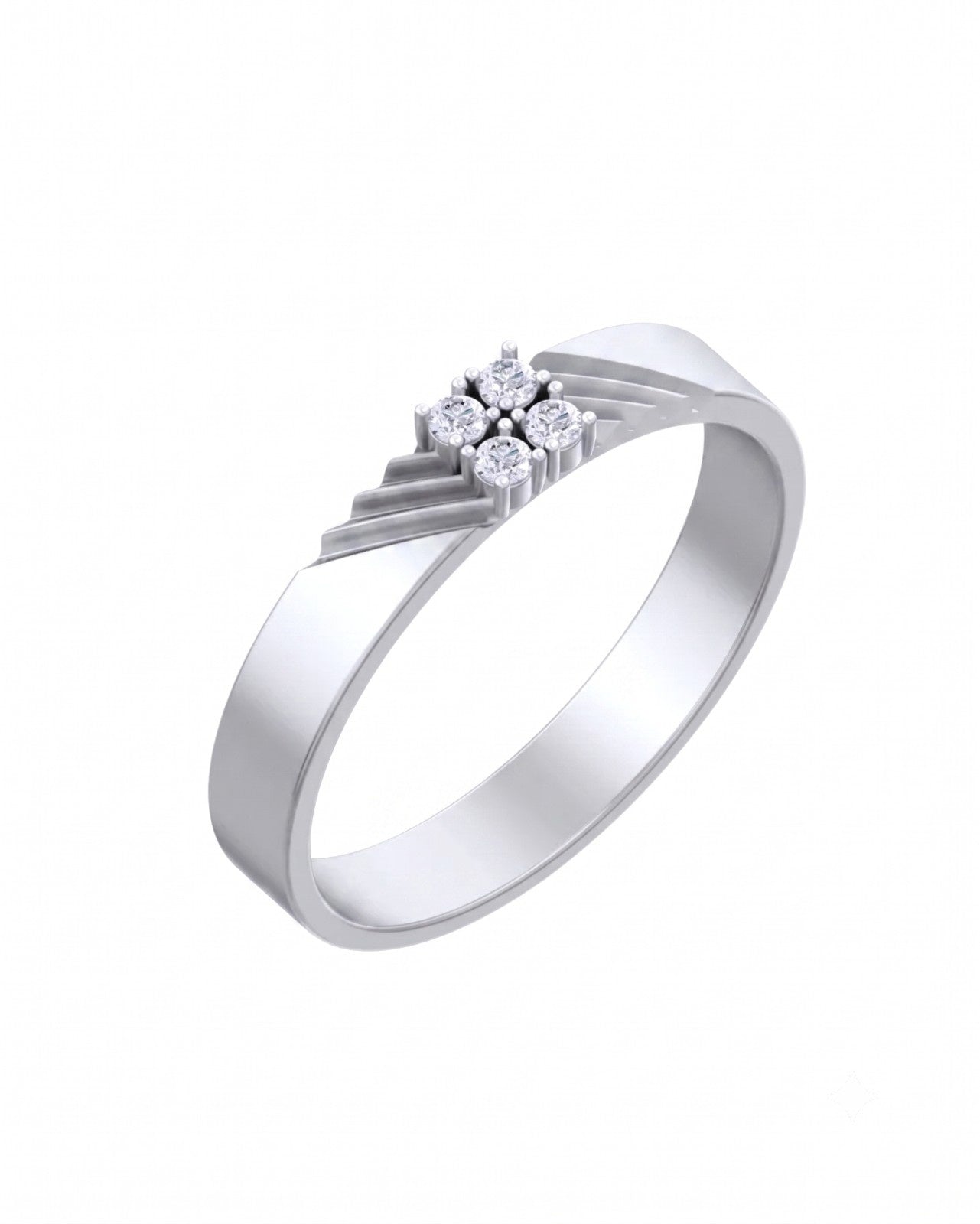 A white gold ring with a cluster at the center, shown on a plain white background.