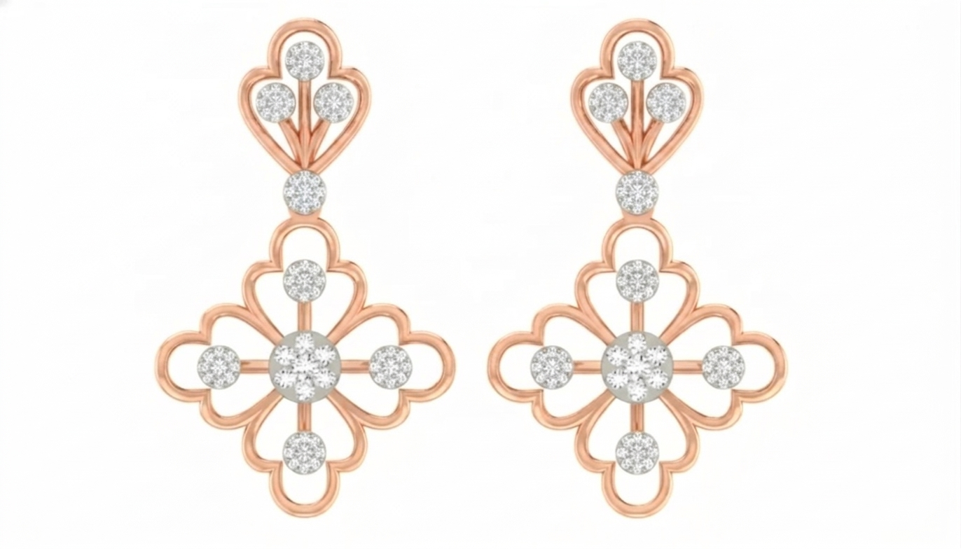 Rose Gold Diamond Earring | under 40k 