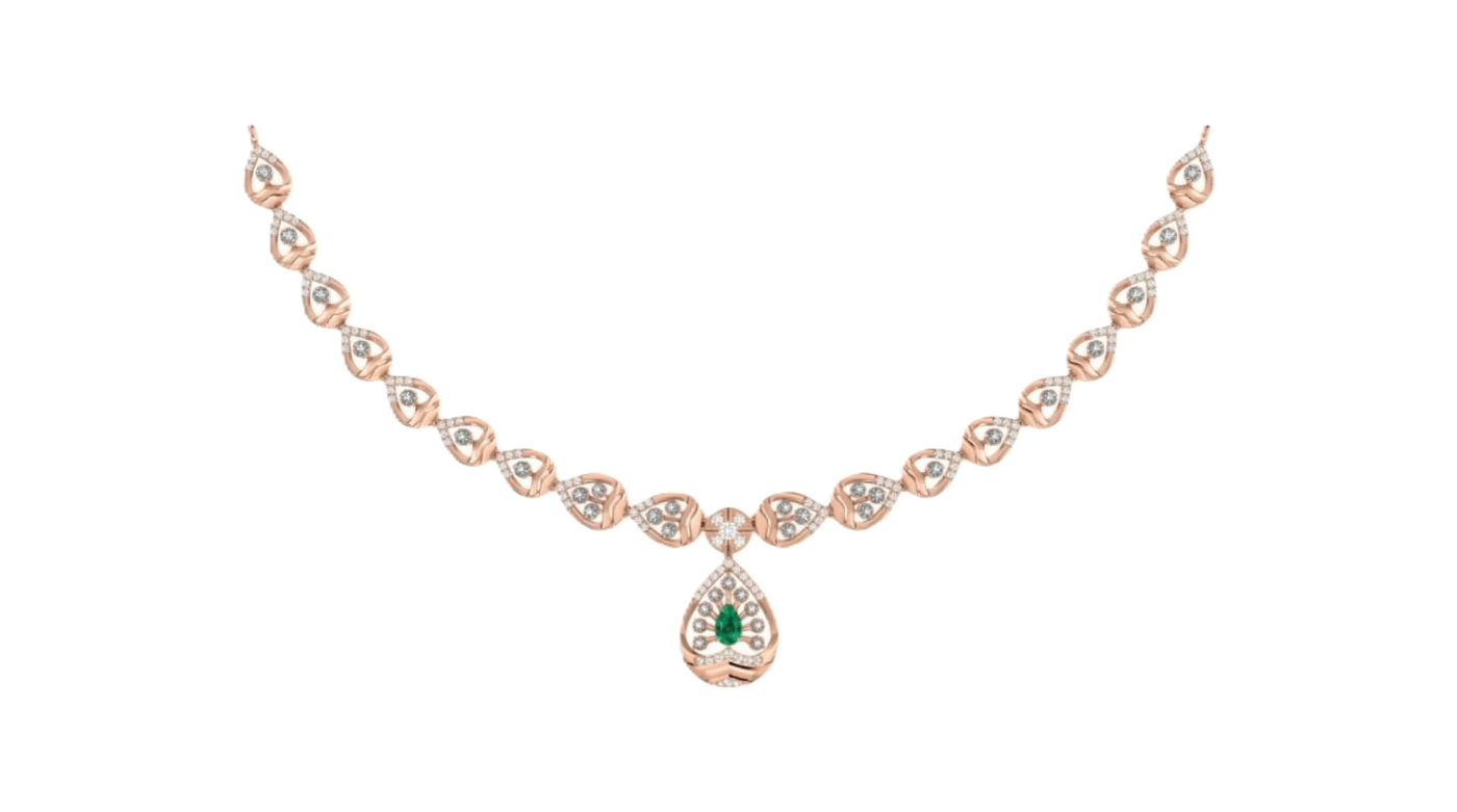 Gold & Diamond Gemstone Necklace Set KRC60070