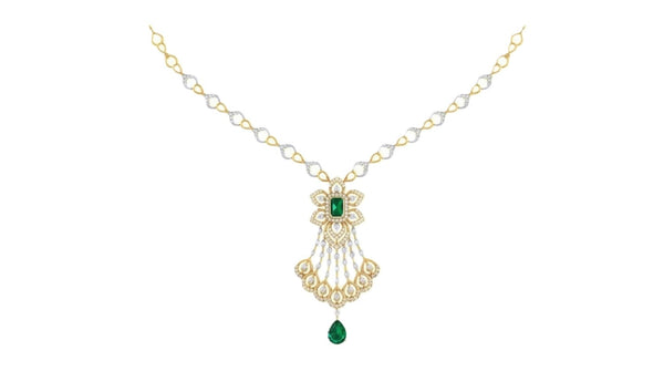 Gold & Diamond Gemstone Necklace Set KRC60129