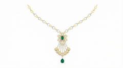 14K Gold & Diamond Gemstone Necklace Set KRI44023NR