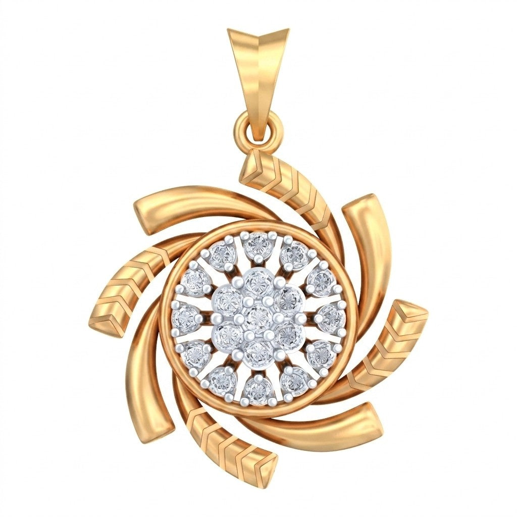 yellow gold and diamond Pendant on white background