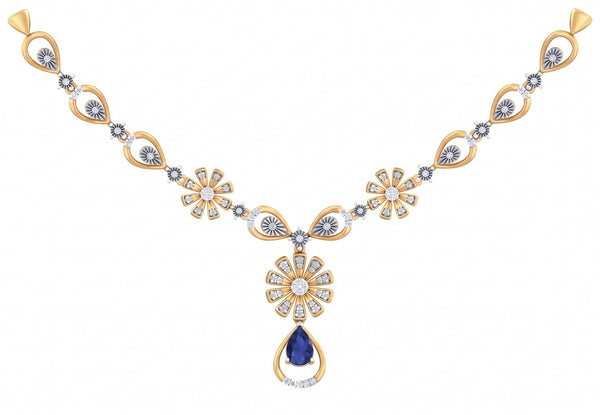 Gold & Diamond Gemstone Necklace Set KRC60034N