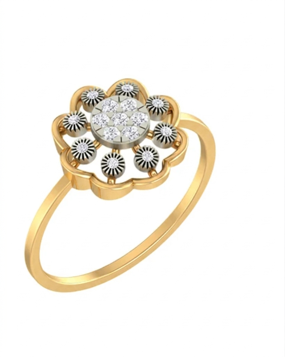 Gold & Diamond Floral Ring For Women KRB10066
