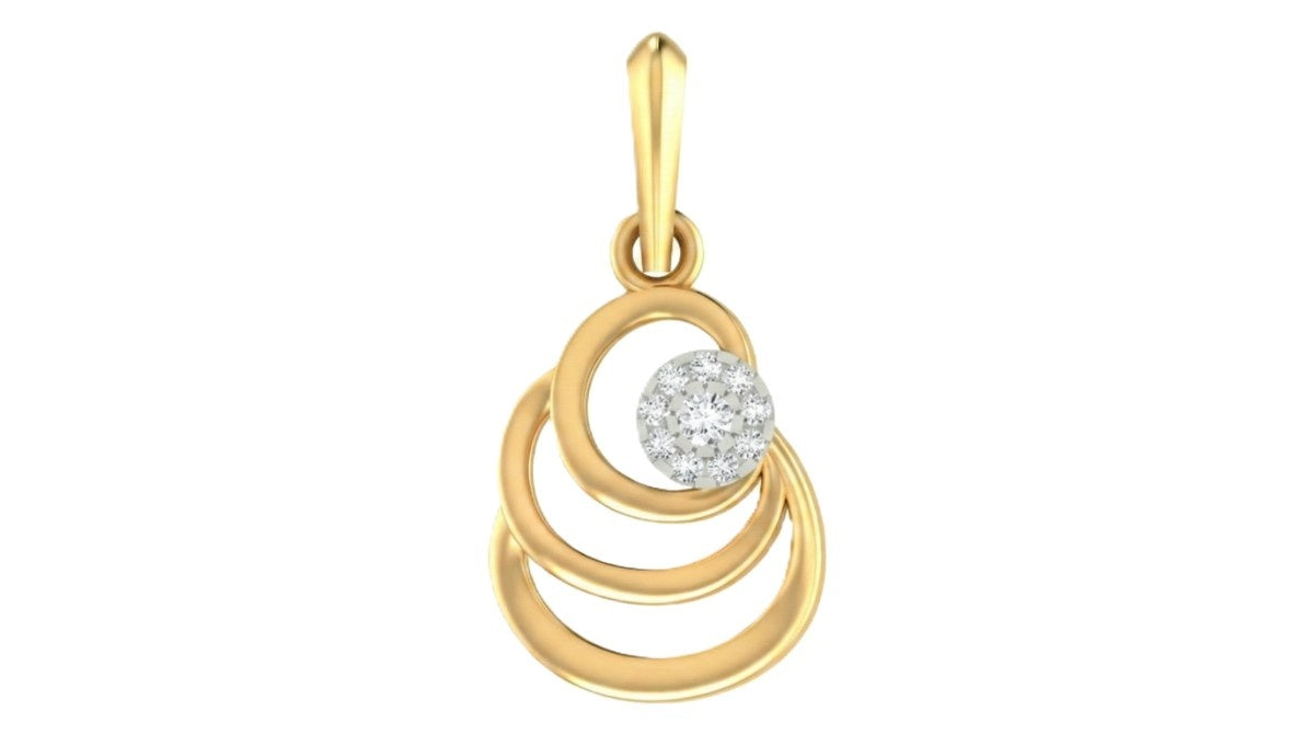 Gold pendant with a diamond on a white background