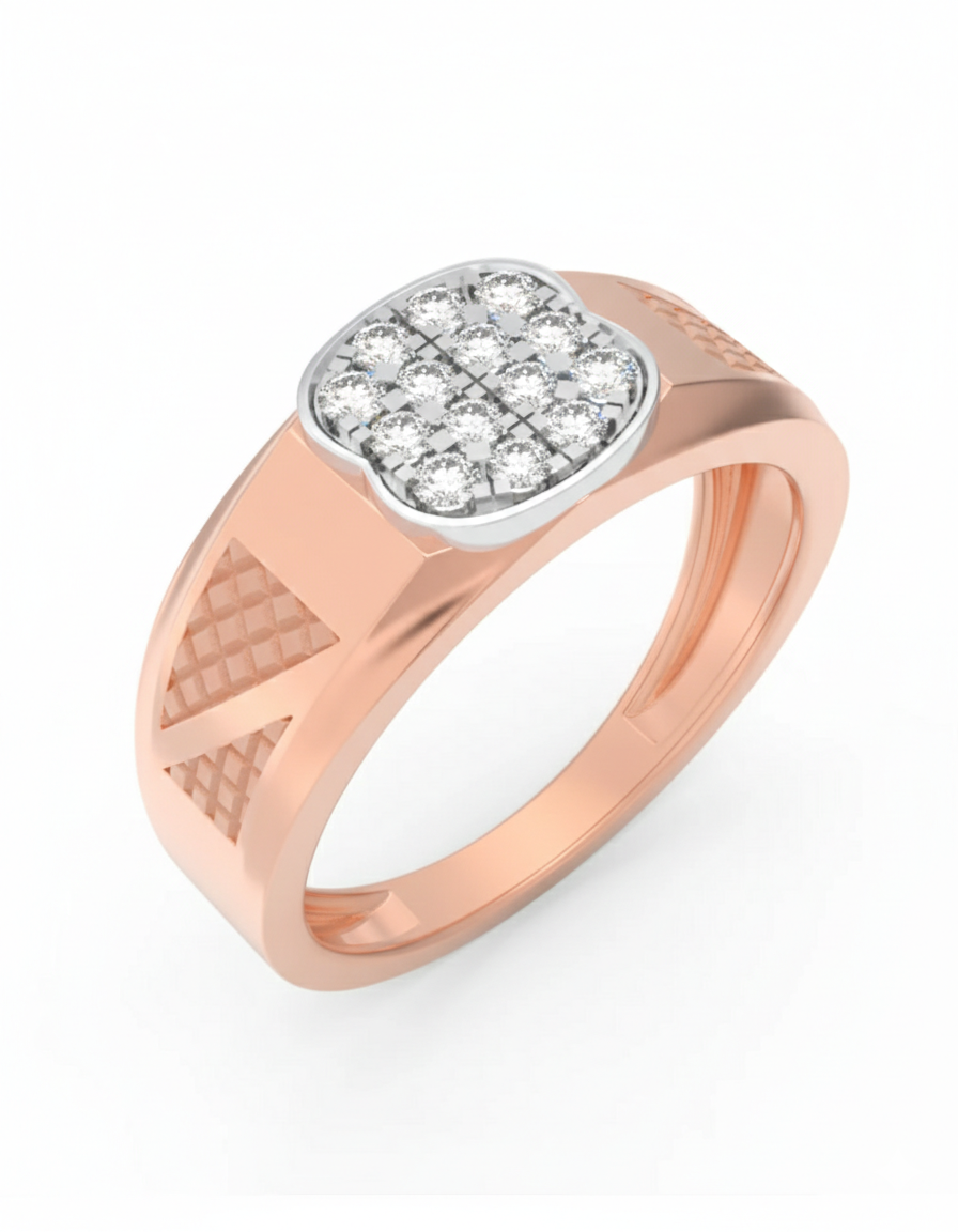 Gold & Diamond Band Ring For Men KRC20271