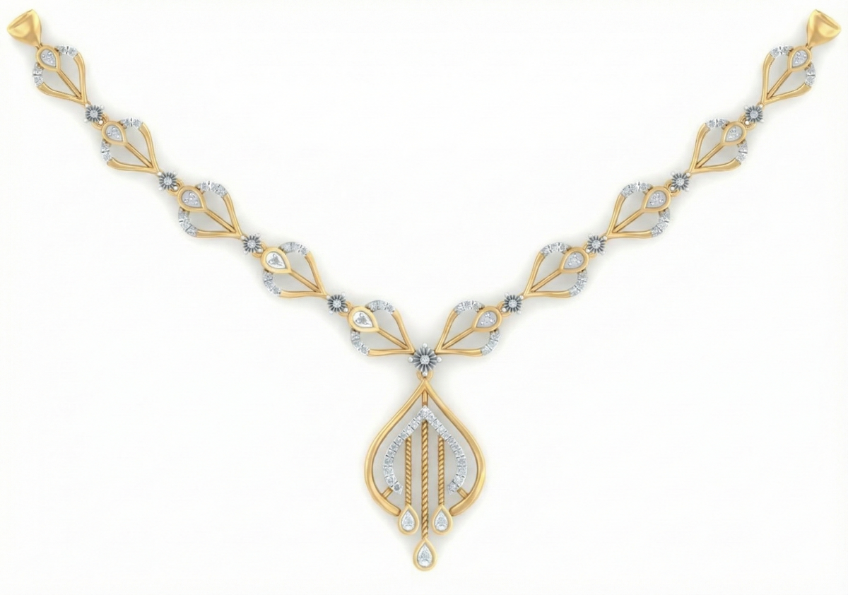 14K Gold & Diamond Dailywear Necklace Set KRB44112N-A