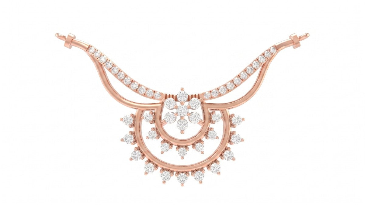Rose gold and diamond bridal mangalsuta on white background