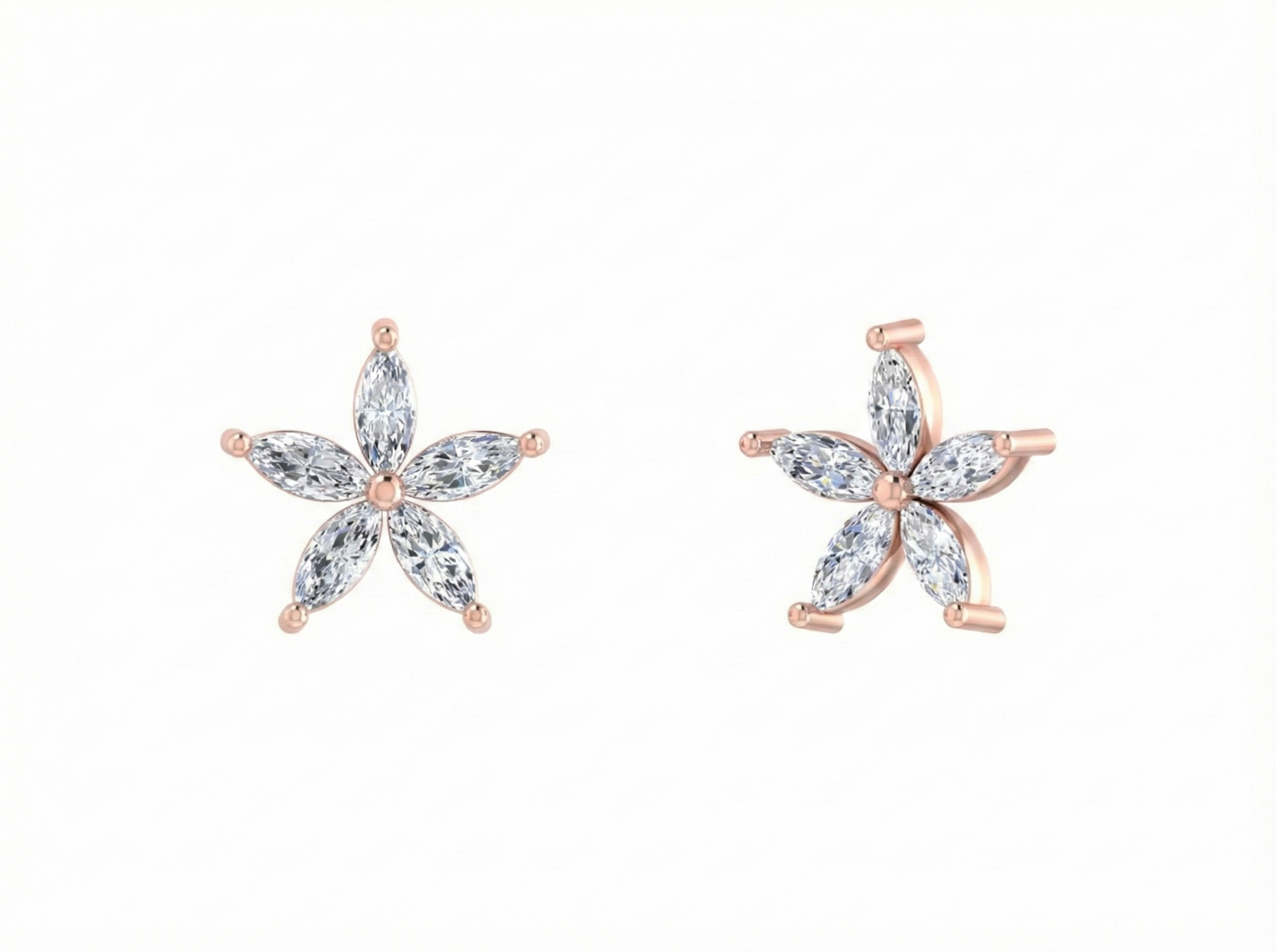 Gold & Diamond Women Floral Stud Earring KRC30222